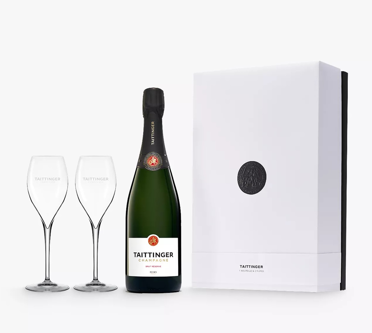 Taittinger Brut Reserve NV 75cl + 2 Glasses Set